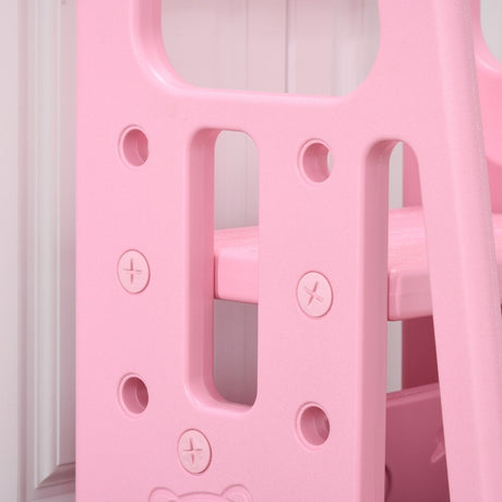 HOMCOM Kids Step Stool, Adjustable Standing Platform, Toddler Kitchen Stool, Pink