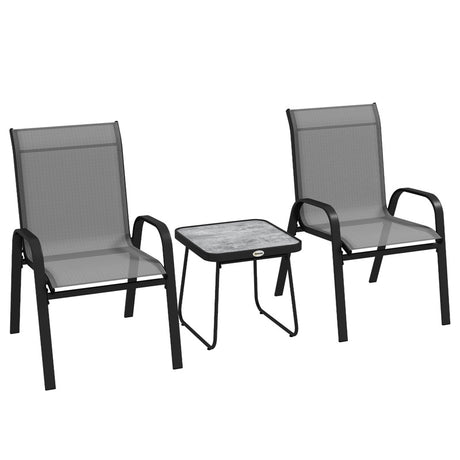 Outsunny Three-Piece Metal Frame Garden Seating Set - Grey