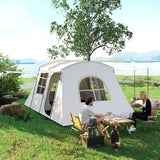 Outsunny 4 Man Tunnel Tent, Family Camping Tent with Porch, Bedroom and Living Area, Sewn in Groundsheet, 3000mm Waterproof, Portable with Bag for Hiking, Festival, Backpacking, Khaki