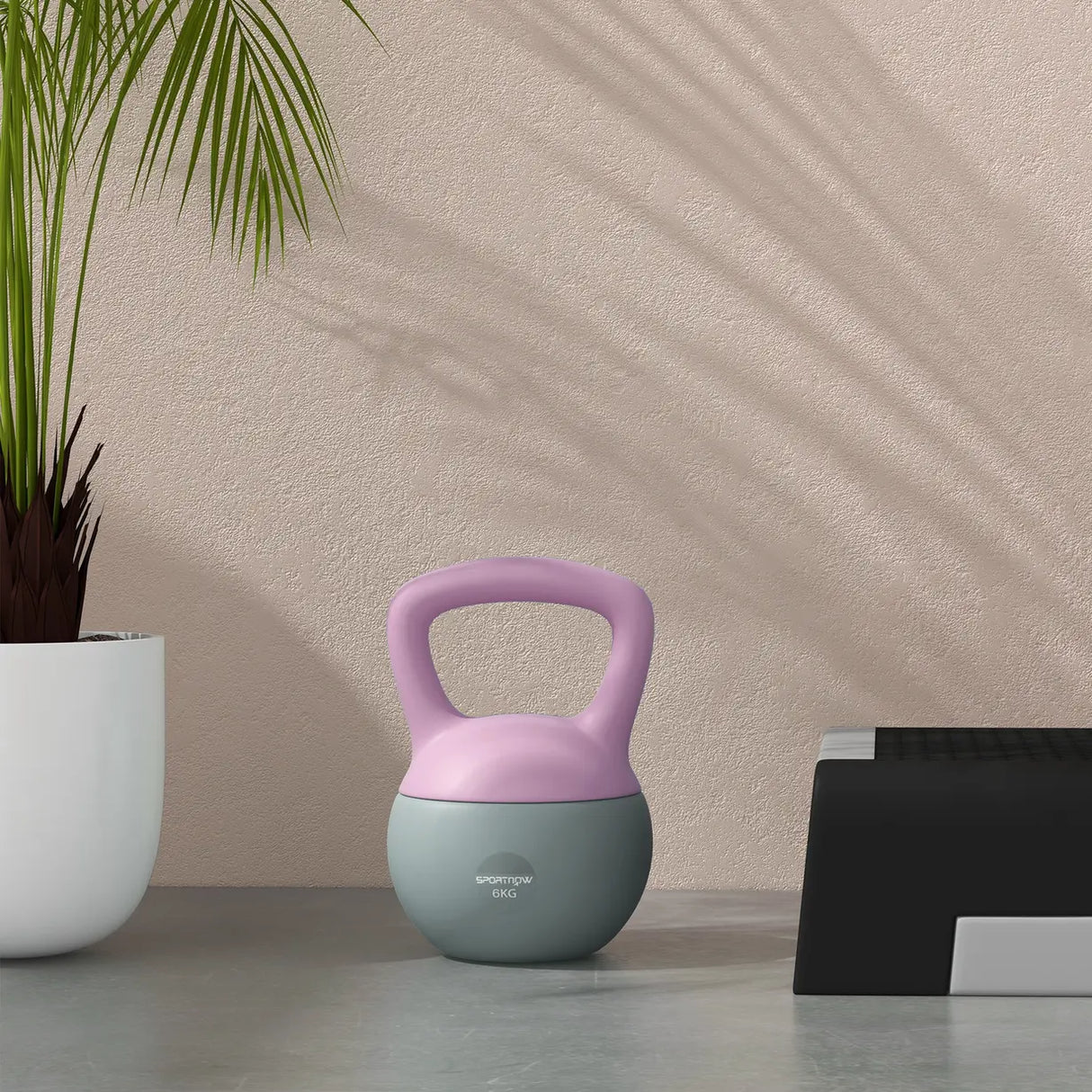 SPORTNOW 6KG Soft Kettlebell, Kettle Bell with Non-Slip Handle for Home Gym, Weight Lifting, Strength Training, Purple/Grey