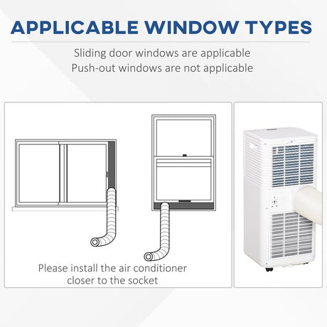 HOMCOM 9000 BTU Portable Air Conditioner for Cooling Dehumidifier Fan, Air Conditioning Unit for Room up to 18m², with Remote, 24H Timer, Window Mount Kit, R290, A Energy Efficiency, 1122W