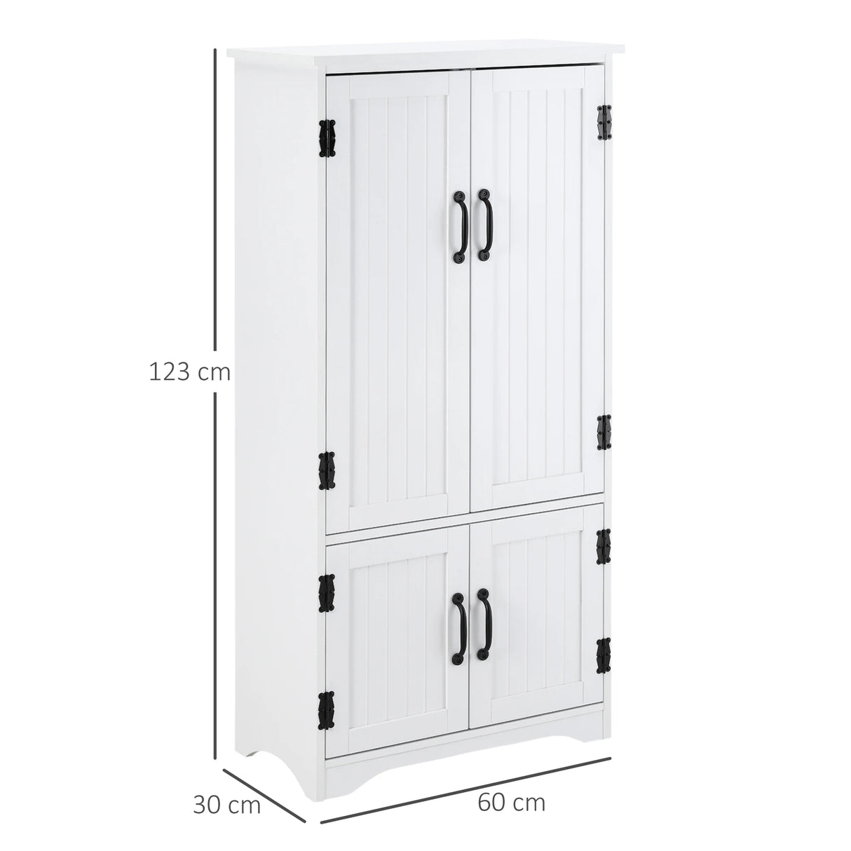 HOMCOM Accent Floor Storage Cabinet Kitchen Cupboard with Adjustable Shelves and 2 Lower Doors, White