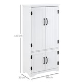 HOMCOM Accent Floor Storage Cabinet Kitchen Cupboard with Adjustable Shelves and 2 Lower Doors, White