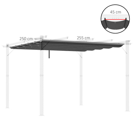 Outsunny Retractable Pergola Cover, 2.55 x 2.5 m Replacement Canopy Fabric for 3 x 3 m Frame, Roof Top Only, Dark Grey
