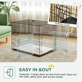 PawHut Foldable Dog Crate with 2 Doors with Tray, Soft Cushion, for Small Dogs, 75 x 49 x 53 cm, Black