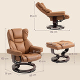 HOMCOM Faux Leather Reclining Chair and Footstool - Brown