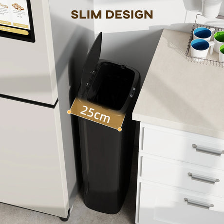 HOMCOM 50L Stainless Steel Sensor Bin - Black
