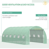 Outsunny 6 x 3 x 2 m Polytunnel Greenhouse with Roll-up Door and 12 Mesh Windows, Walk-in Garden Tunnel Warm House Tent with UV-resistant PE Cover and Galvanised Steel Frame, Green