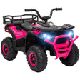 AIYAPLAY 12V Kids Electric Ride on ATV, Battery Powered Quad Bike w/ Spring Suspension, Forward Backward, Storage Basket - Pink