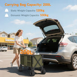 Outsunny Folding Garden Trolley, Cargo Traile on Wheels, Collapsible Camping Trolley, Outdoor Utility Wagon with Steel Frame and Oxford Fabric, Green