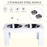 PawHut Raised Dog Feeding Bowls with Stand, Stainless Steel for Medium Dog, 58L x 31W x 25H cm - Grey