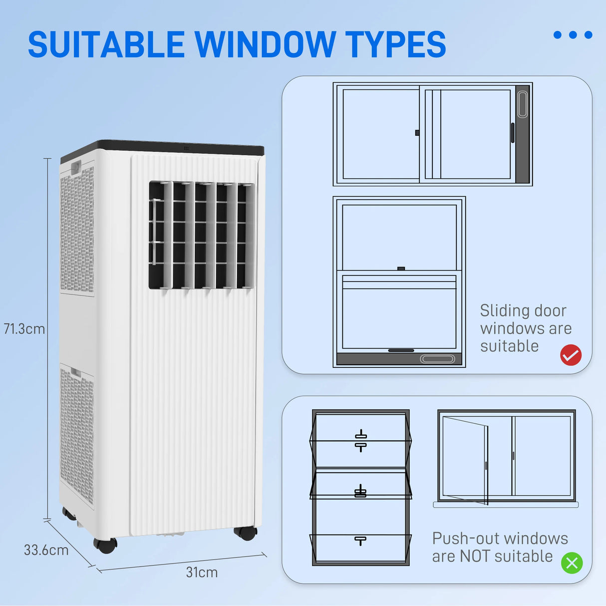 HOMCOM 7,000 BTU App-Controlled Mobile Air Conditioner, 15m2 Radius - White