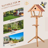 PawHut Wooden Bird Table Freestanding Feeding  Station for Garden Outside ,139H cm, Natural