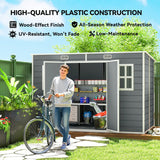 Outsunny 10 x 6 ft Resin Garden Shed, Outdoor Storage Shed with Floor, Windows, Lockable Doors and Vents, Grey