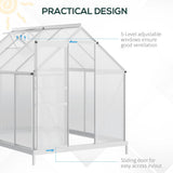 Outsunny 190 x 253 cm Walk-In Polycarbonate Greenhouse - Silver-Tone