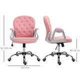 Vinsetto Office Chair Ergonomic 360 Swivel PU Diamante Padded Base 5 Castor Wheels for Home Work Pink