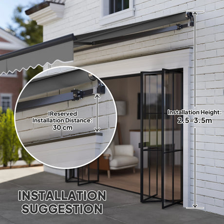 Outsunny 3.5 x 3m Electric/Manual Awning, with Remote - Dark Grey