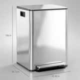 HOMCOM 40L Dual Compartment Stainless Steel Bin, with Deodoriser Holders - Silver Tone