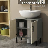 kleankin Bathroom Furniture Set with Doors, Tall Bathroom Cabinet with Adjustable Shelves, Under Sink Cabinet, Grey