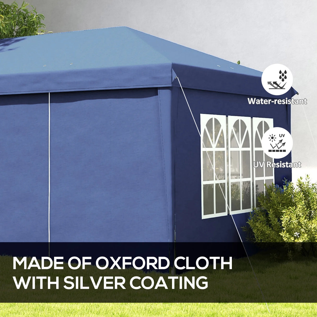 Outsunny 3 x 6m Pop-Up Gazebo, with Curtain Walls and Windows - Blue