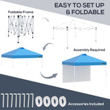 Outsunny 3x3(M) Pop Up Gazebo with 1 Side and Roller Bag, Height Adjustable Party Tent Event Shelter for Garden, Patio, Blue