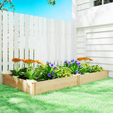Outsunny Raised Garden Bed, Wooden Planter Box with Divider and Open Bottom for Flowers, Herbs, Vegetables, DIY Painting