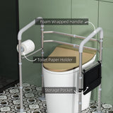 HOMCOM Free Standing Toilet Frame, Height and Width Adjustable Toilet Safety Frame with Arms, 2 Additional Suction Cups, Storage for Elderly, Disabled, Handrail Grab Bar, 136kg Weight Capacity
