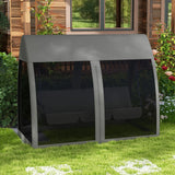 Outsunny Three-Seater Convertible Swing Chair/Bed, with Curtained Canopy - Grey