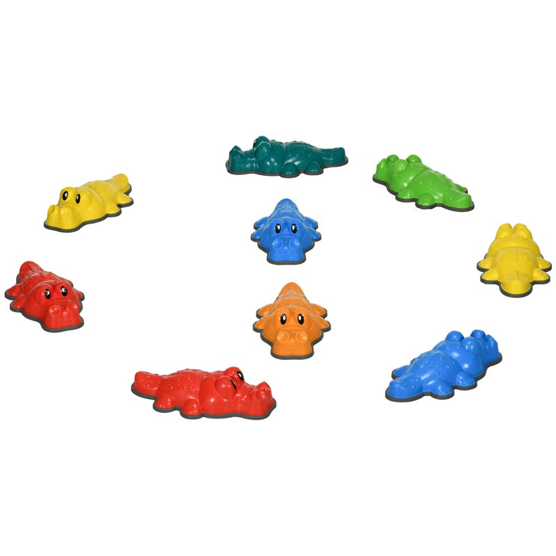 ZONEKIZ 9PCs Kids Stepping Stones, Crocodile-Designed Sensory Toys, with Anti-Slip Edge Balance River Stones