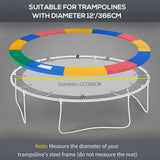 HOMCOM 12FT Replacement Trampoline Pad Thick Foam Safety 366cm Spring Cover Bounce Padding - Multi Coloured