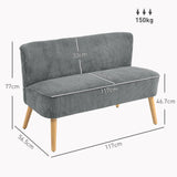 HOMCOM Modern Corduroy Double Seat Sofa w/ Wood Frame Foam Padding High Back Soft Comfortable Compact Couch Grey