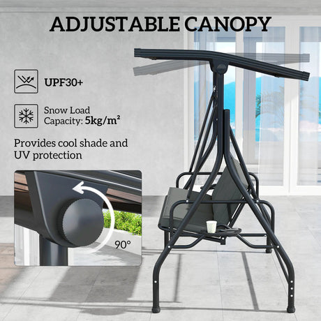 Outsunny Convertible Three-Seater Swing Bench Bed - Dark Grey