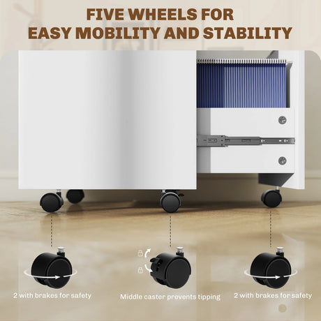 HOMCOM Two-Drawer Lockable Filing Cabinet - White