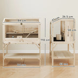 PawHut 2 Tier Wooden Hamster Cage with Shelf and Openable Top
