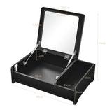 Compact Bay Window Makeup Dressing Table with Flip-Top Mirror-Black