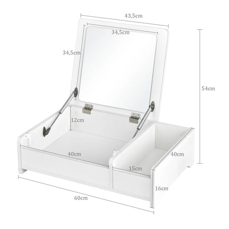 Countertop Vanity Dresser with Flip-Top Mirror and Multifunctional Storage Box for Bedroom
