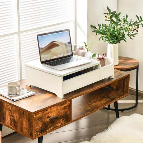 Countertop Vanity Dresser with Flip-Top Mirror and Multifunctional Storage Box for Bedroom