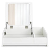 Countertop Vanity Dresser with Flip-Top Mirror and Multifunctional Storage Box for Bedroom
