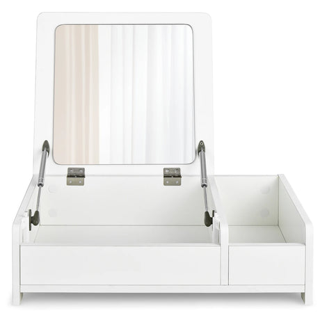 Countertop Vanity Dresser with Flip-Top Mirror and Multifunctional Storage Box for Bedroom