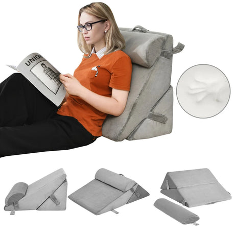 Adjustable Neck Back Support Memory Foam Headrest-Gray