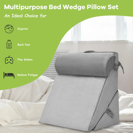 Adjustable Neck Back Support Memory Foam Headrest-Gray