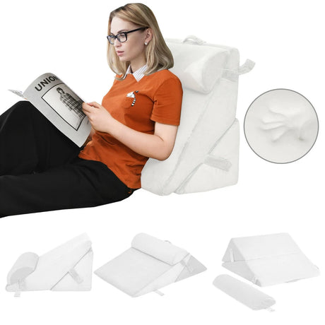 Adjustable Neck Back Support Memory Foam Headrest-White