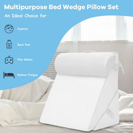Adjustable Neck Back Support Memory Foam Headrest-White