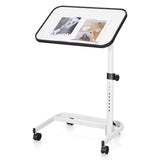 Portable Bedside Table with 9-Level Adjustable Height-White