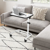 Portable Bedside Table with 9-Level Adjustable Height-White