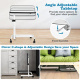 Portable Bedside Table with 9-Level Adjustable Height-White