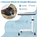 Portable Bedside Table with 9-Level Adjustable Height-White