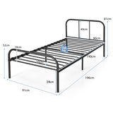 Single Metal Bed Frame with Headboard Footboard and Underbed Storage Space-Single Size