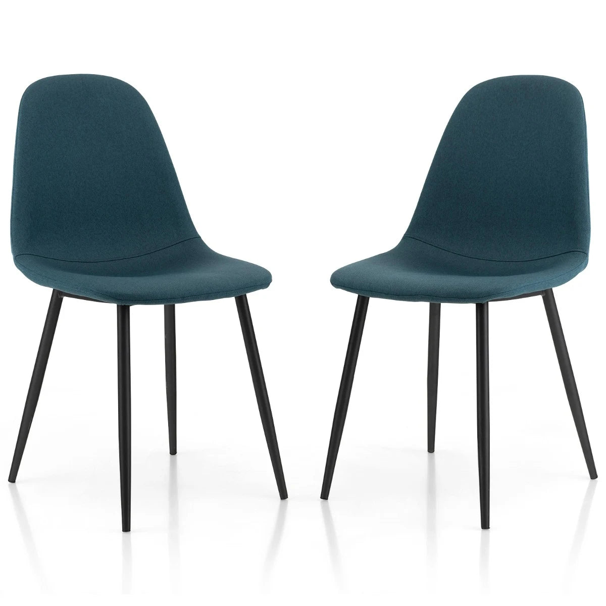 Dining Chairs Set of 2 with Black Metal Legs-Blue