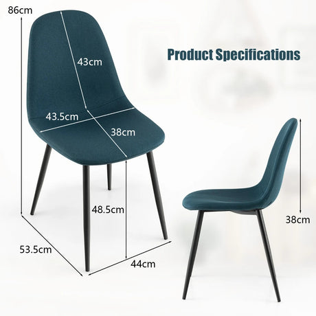 Dining Chairs Set of 2 with Black Metal Legs-Blue